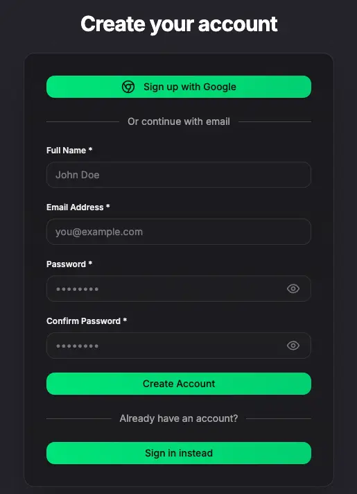 Create a Free Account